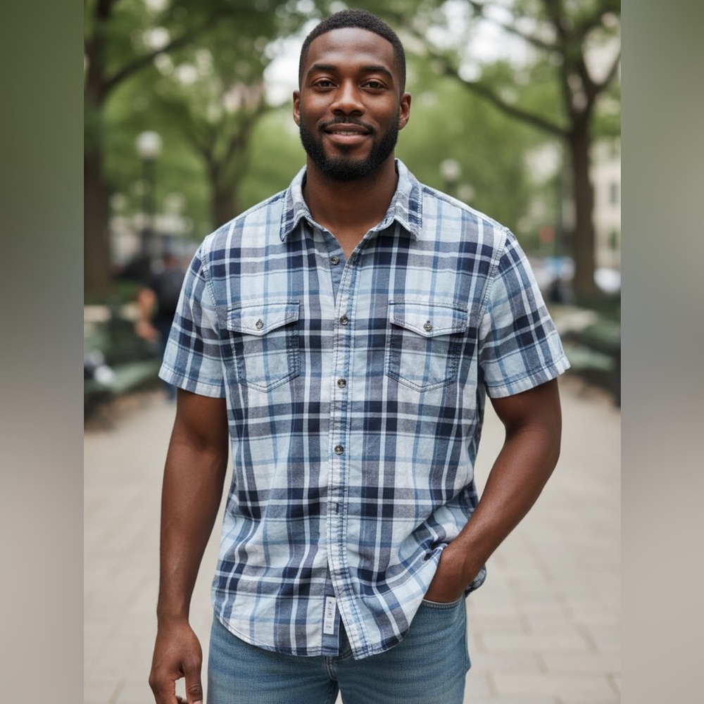 Mossimo Athletic Fit Plaid Button-down Top
